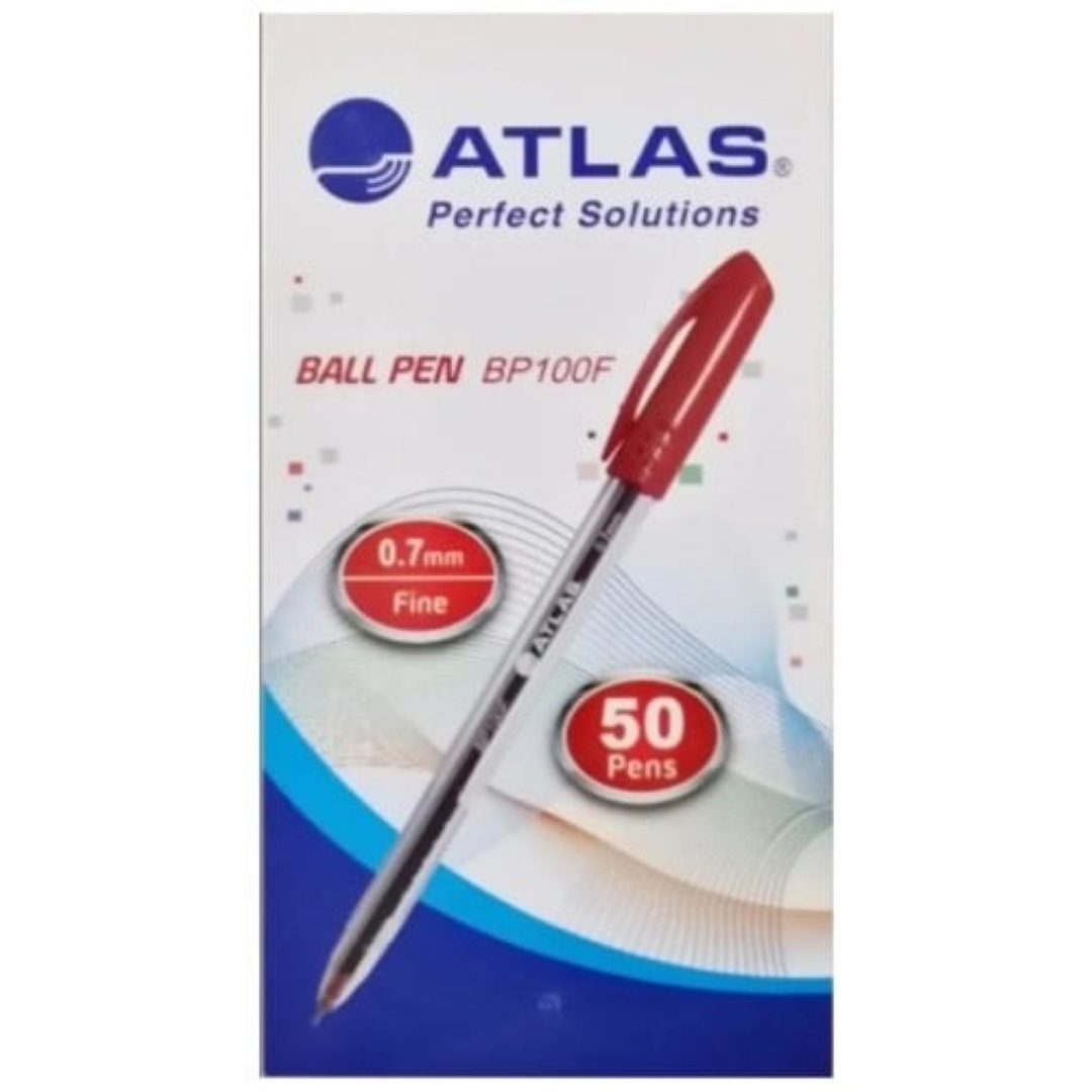 Atlas Ball Pen 0.7mm Fine  BX=10 Red AS-BP100F-RD